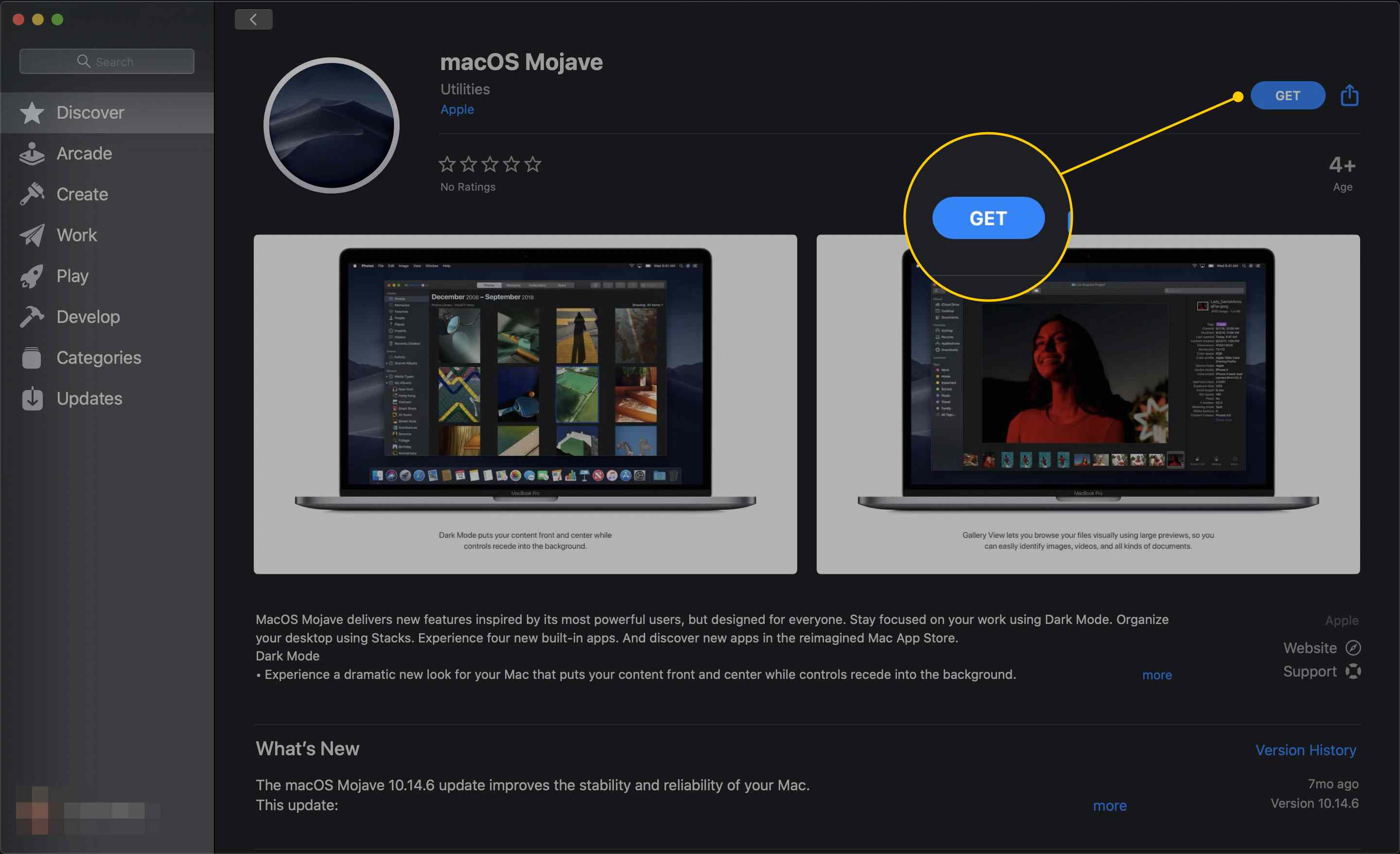 Získejte tlačítko pro macOS Mojave v App Store