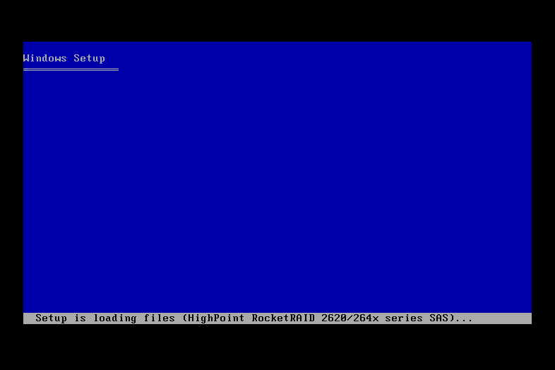Screenshot obrazovky načítání instalace systému Windows XP