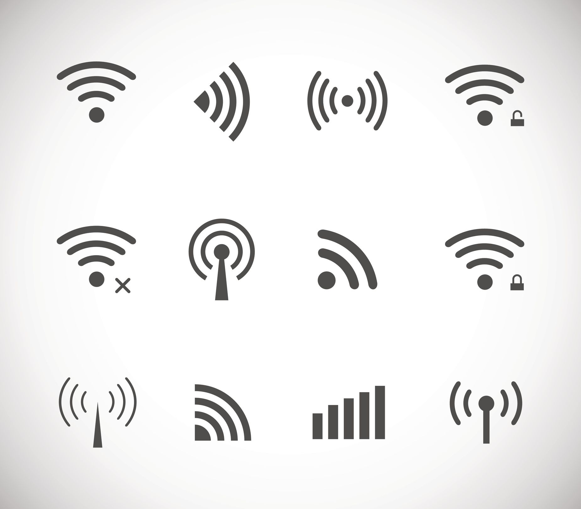 Různé ikony Wi-Fi