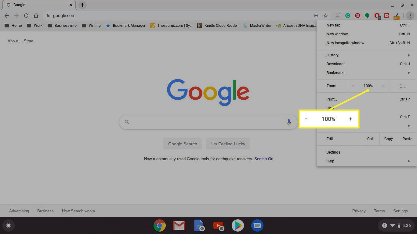 Úpravy nastavení lupy v prohlížeči Chrome