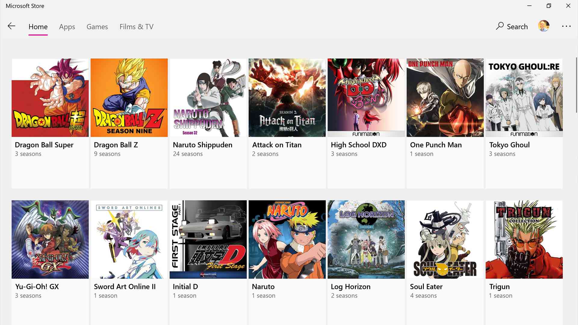 Streamujte a stahujte anime série a filmy v aplikaci Microsoft Store pro Windows 10, Xbox One a Windows phone