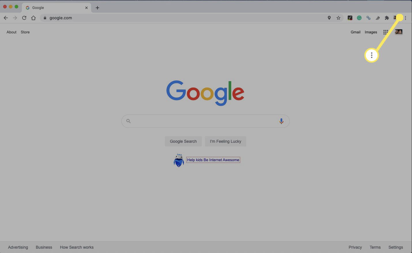 Otevřete Chrome a vpravo nahoře vyberte ikonu nabídky (tři tečky).