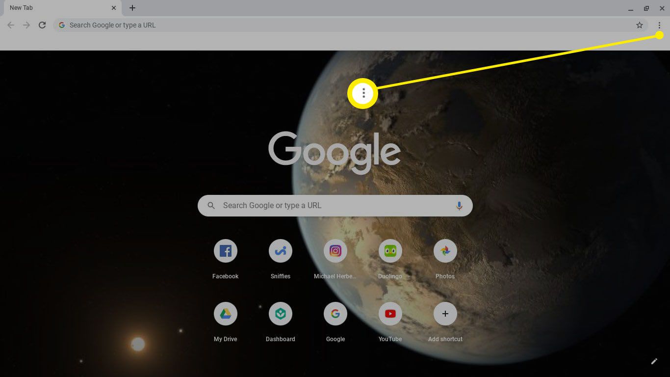 Otevřete Google Chrome a vyberte tři tečky v pravém horním rohu.