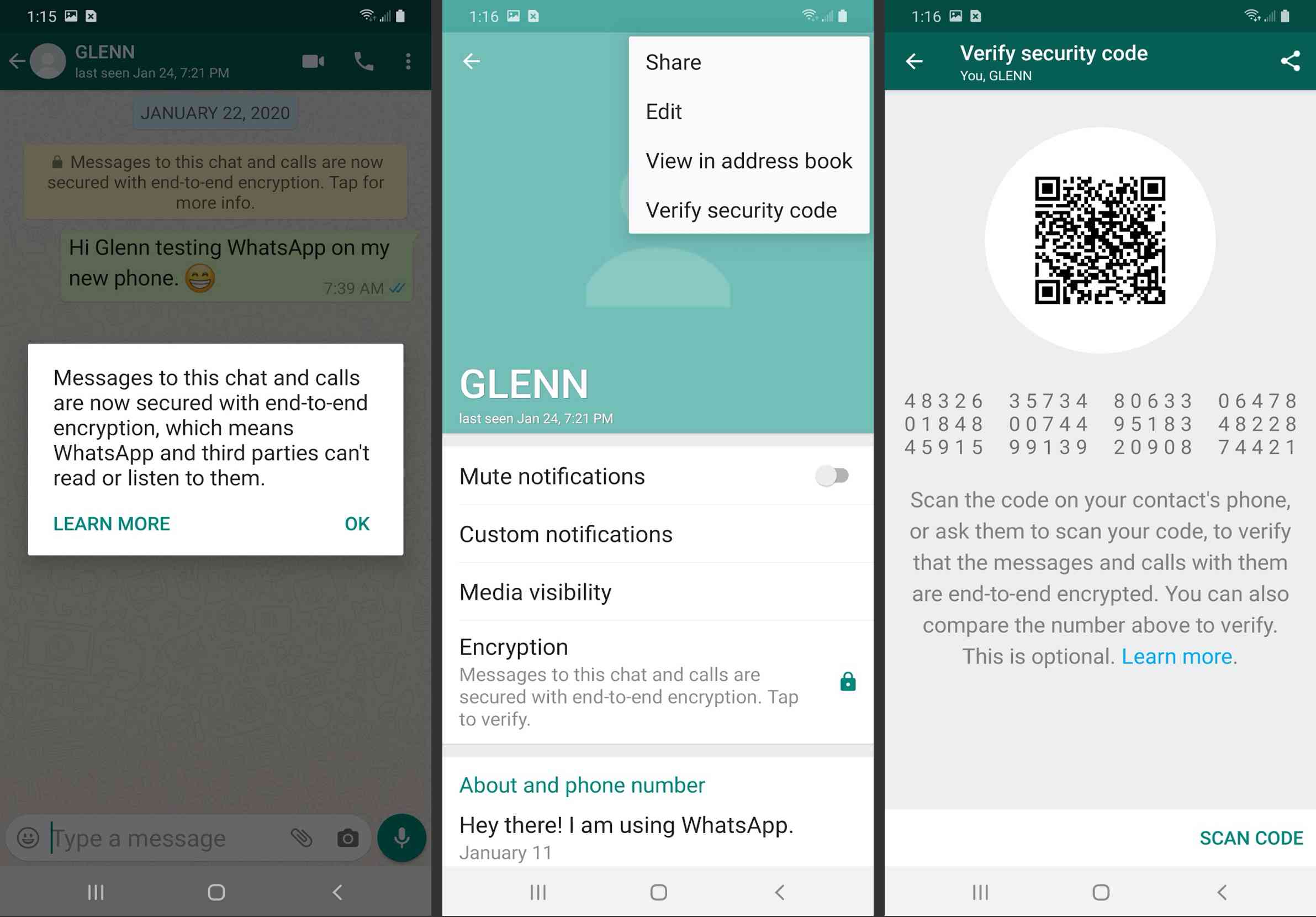 End-to-end šifrování WhatsApp v systému Android.