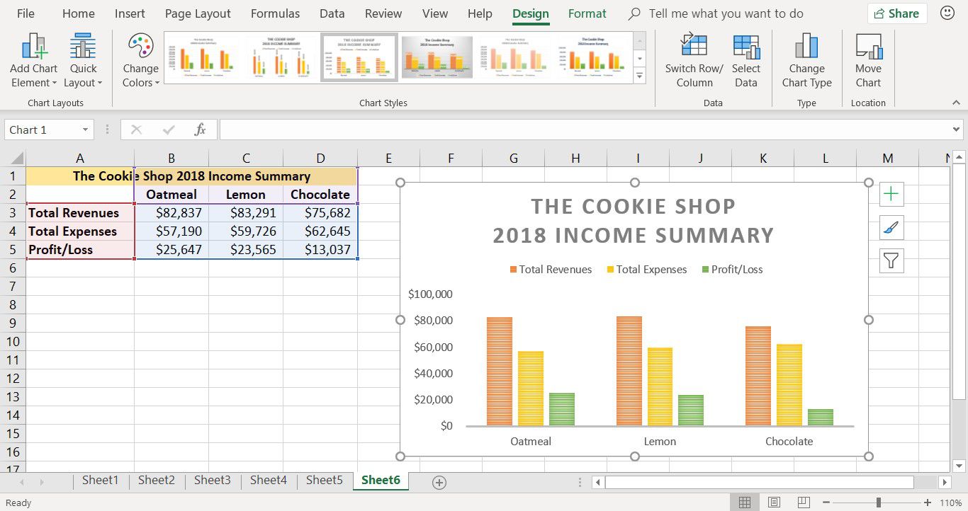Snímek obrazovky ukazující, jak změnit barvy pruhů ve sloupcovém grafu v aplikaci Excel