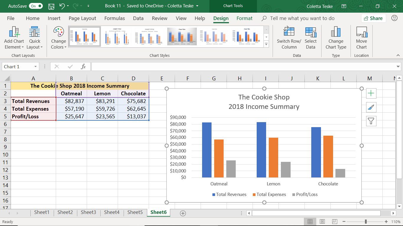 Snímek obrazovky zobrazující nástroje pro návrh a formátování v aplikaci Excel