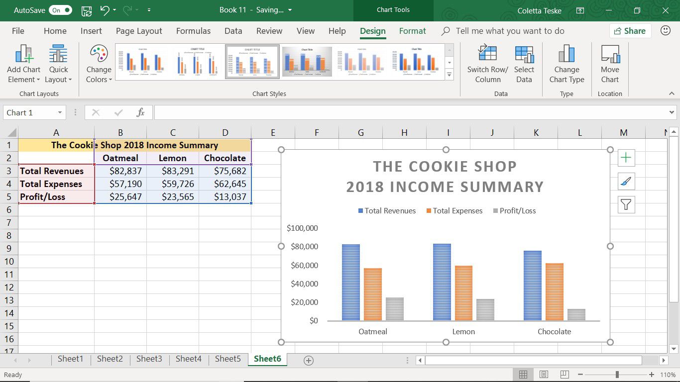Snímek obrazovky ukazující, jak změnit styl grafu v aplikaci Excel