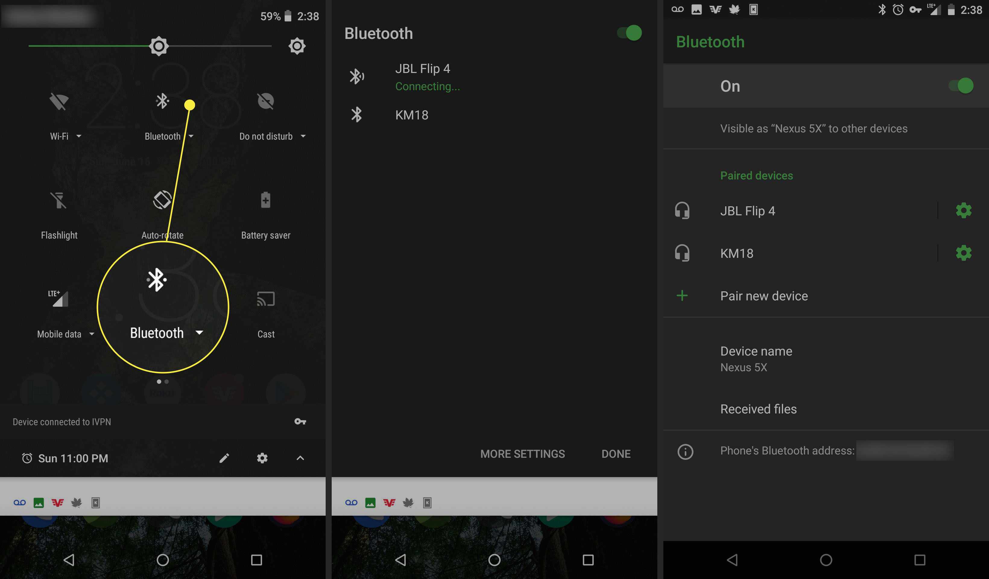 Rychlé nastavení systému Android Bluetooth