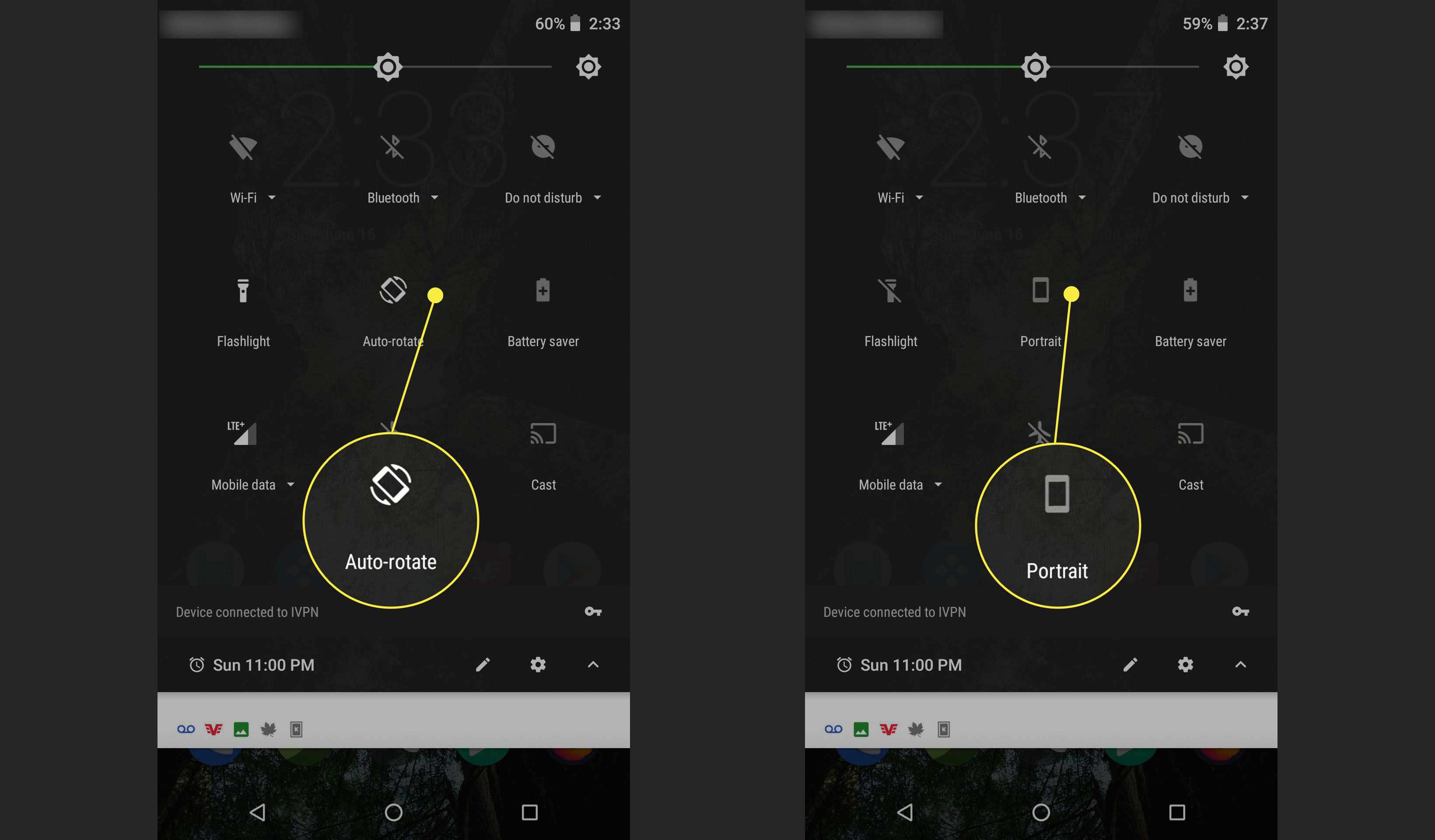 Automatické otáčení rychlého nastavení systému Android