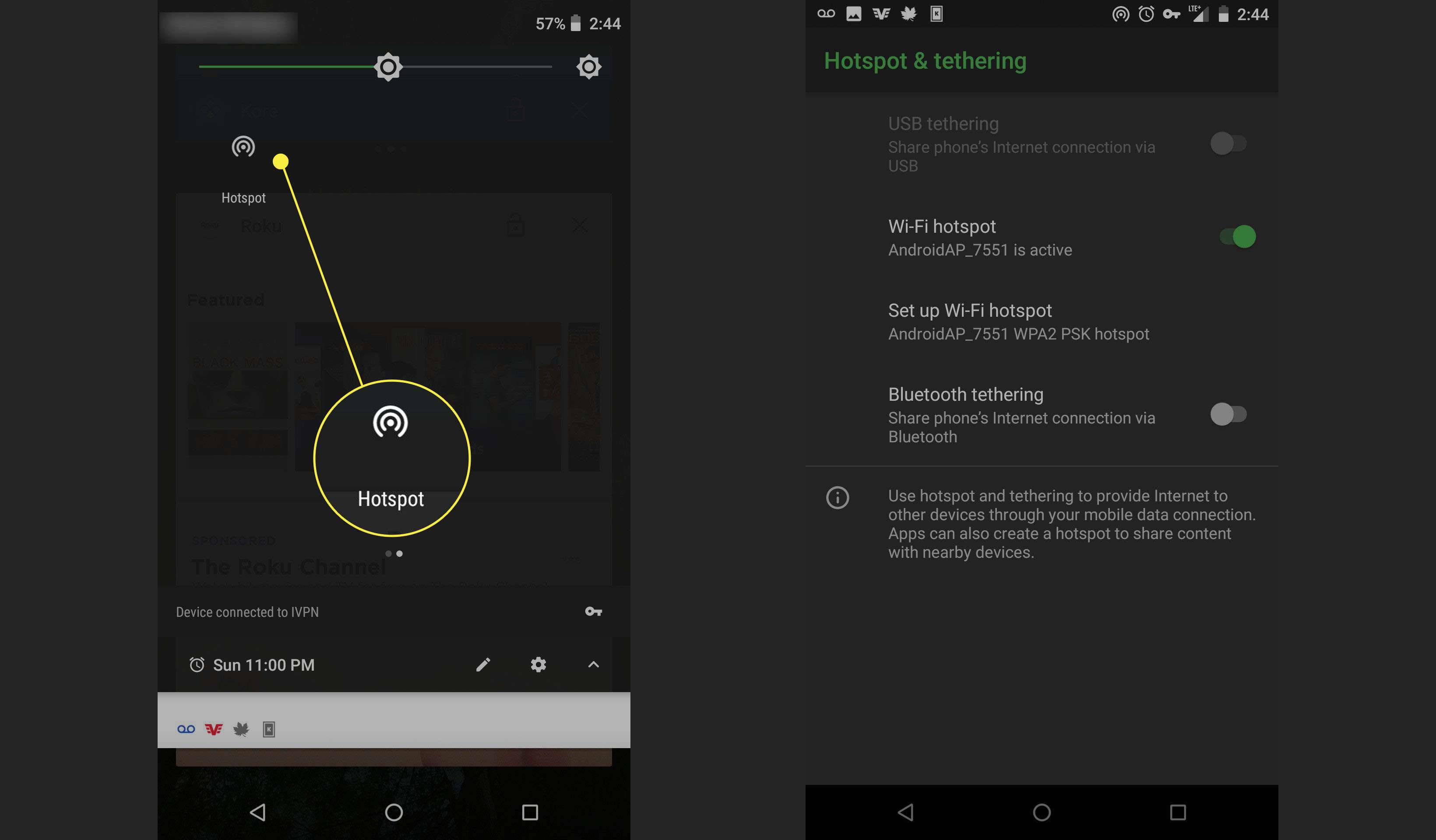 Hotspot pro rychlé nastavení systému Android