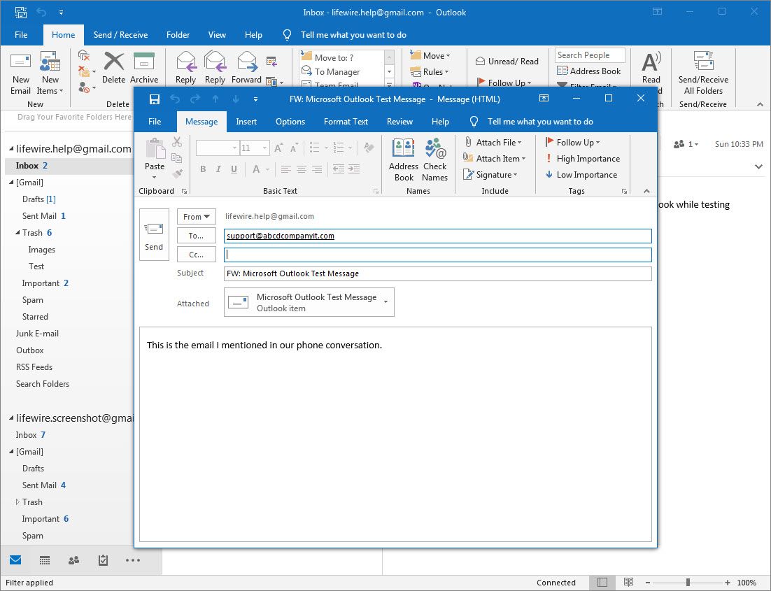 Outlook 2016 nová přeposílací zpráva s e-mailem jako přílohou