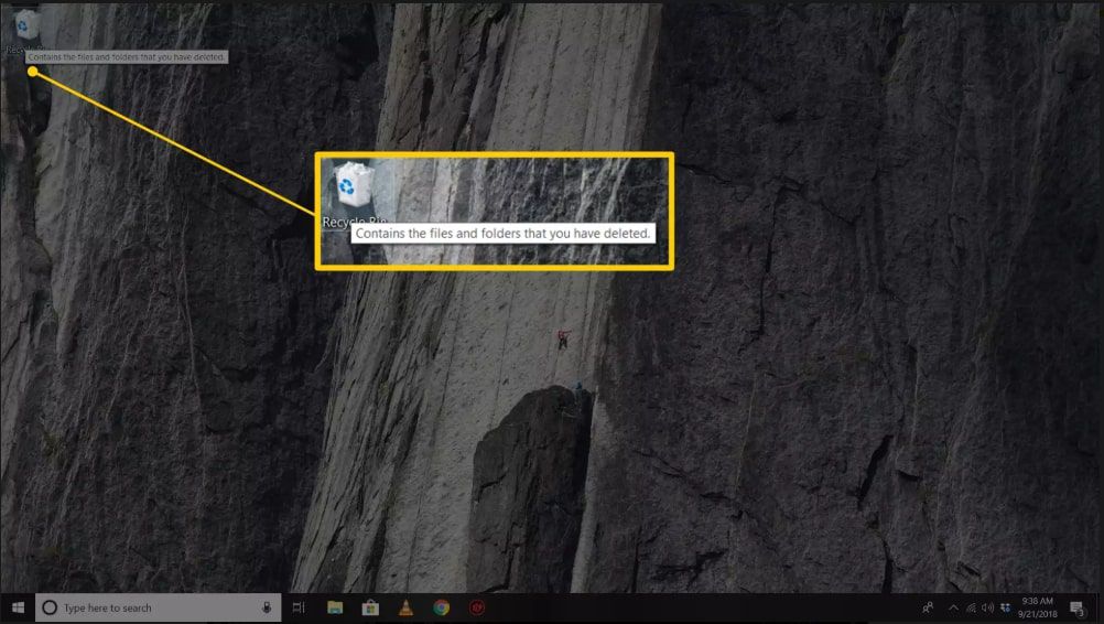 Odpadkový koš na ploše Windows 10