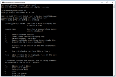 Příkaz More v příkazovém řádku systému Windows 10