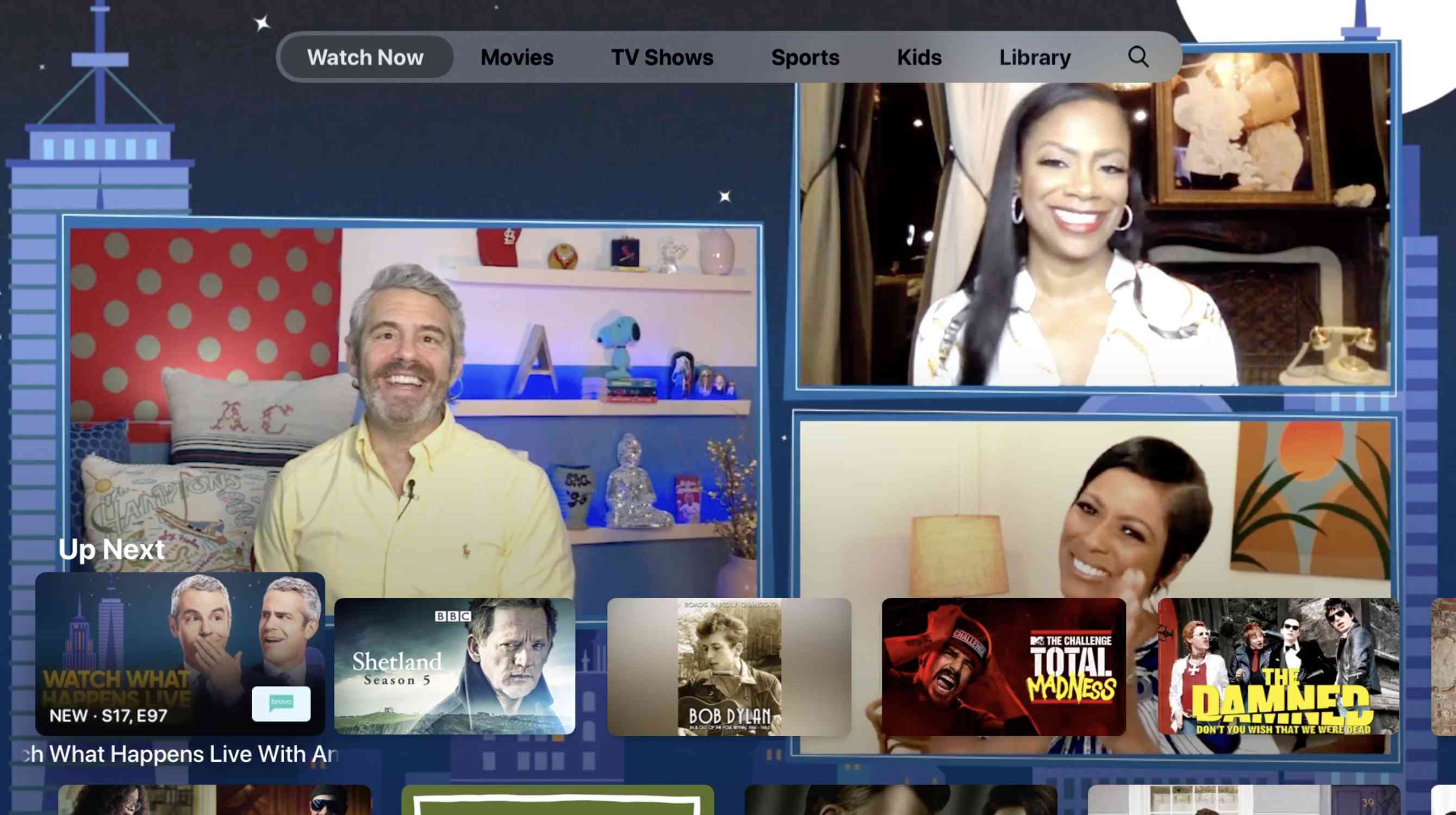 Screenshot domovské obrazovky aplikace Apple TV