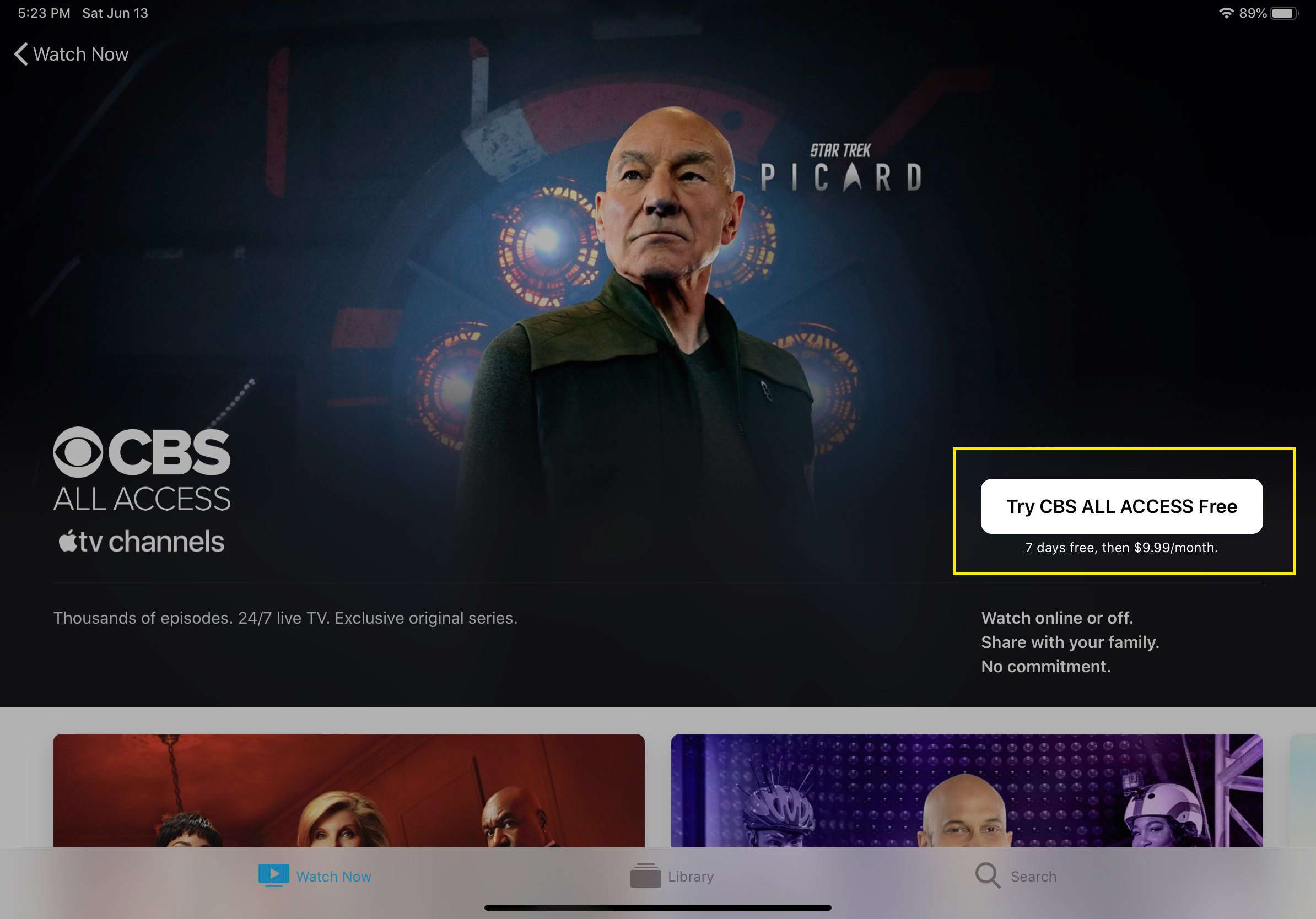 Zvýrazněna nabídka CBS All Access v kanálu Apple TV s bezplatnou zkušební verzí