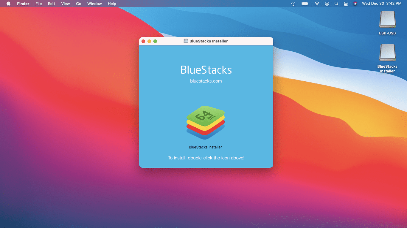 Instalační program BlueStacks pro macOS.