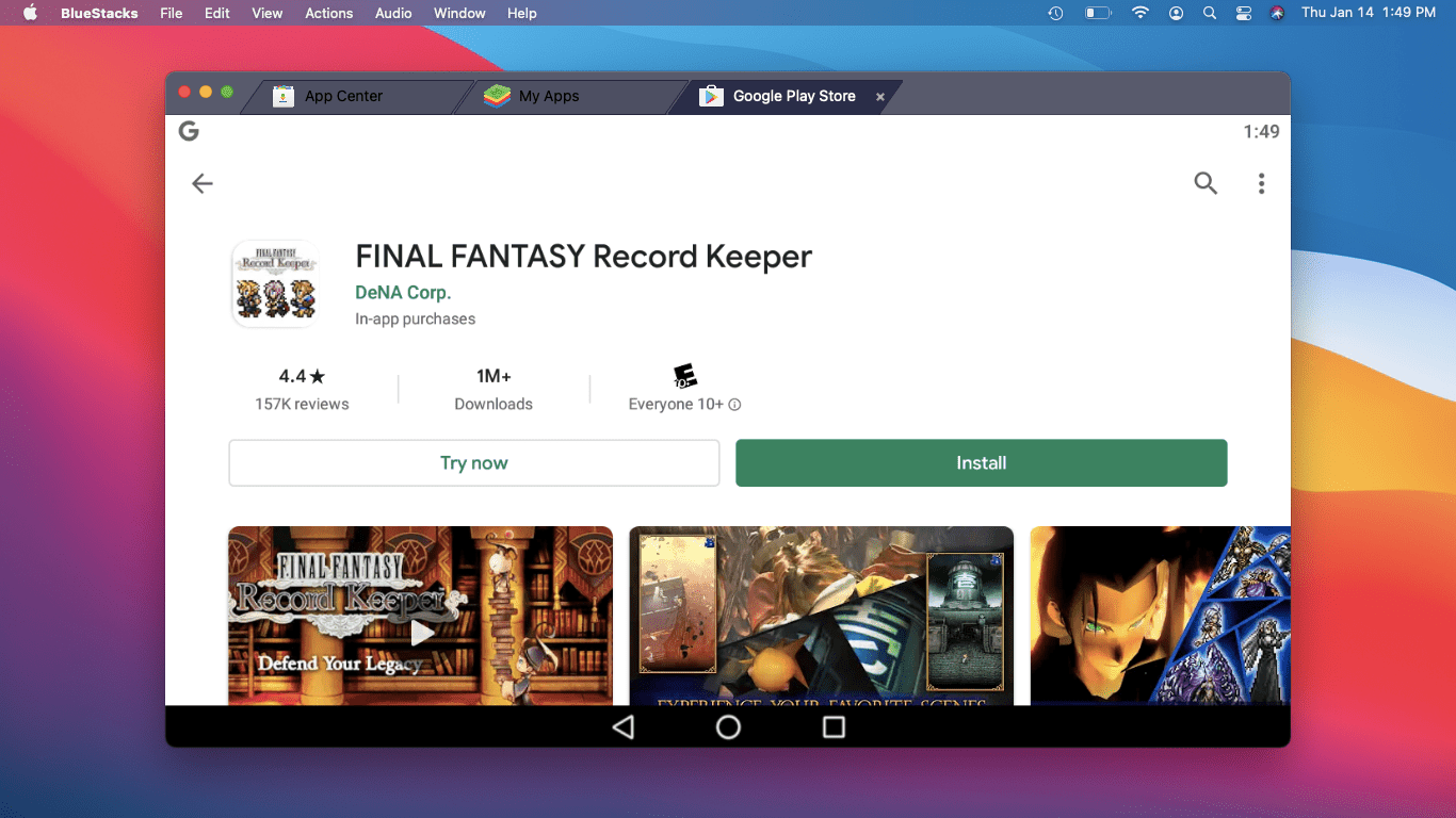 Final Fantasy Record Keeper v obchodě Play v BlueStacks na Macu.