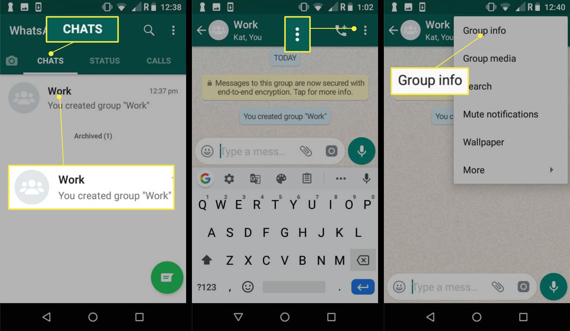 WhatsApp - přidávání členů v systému Android