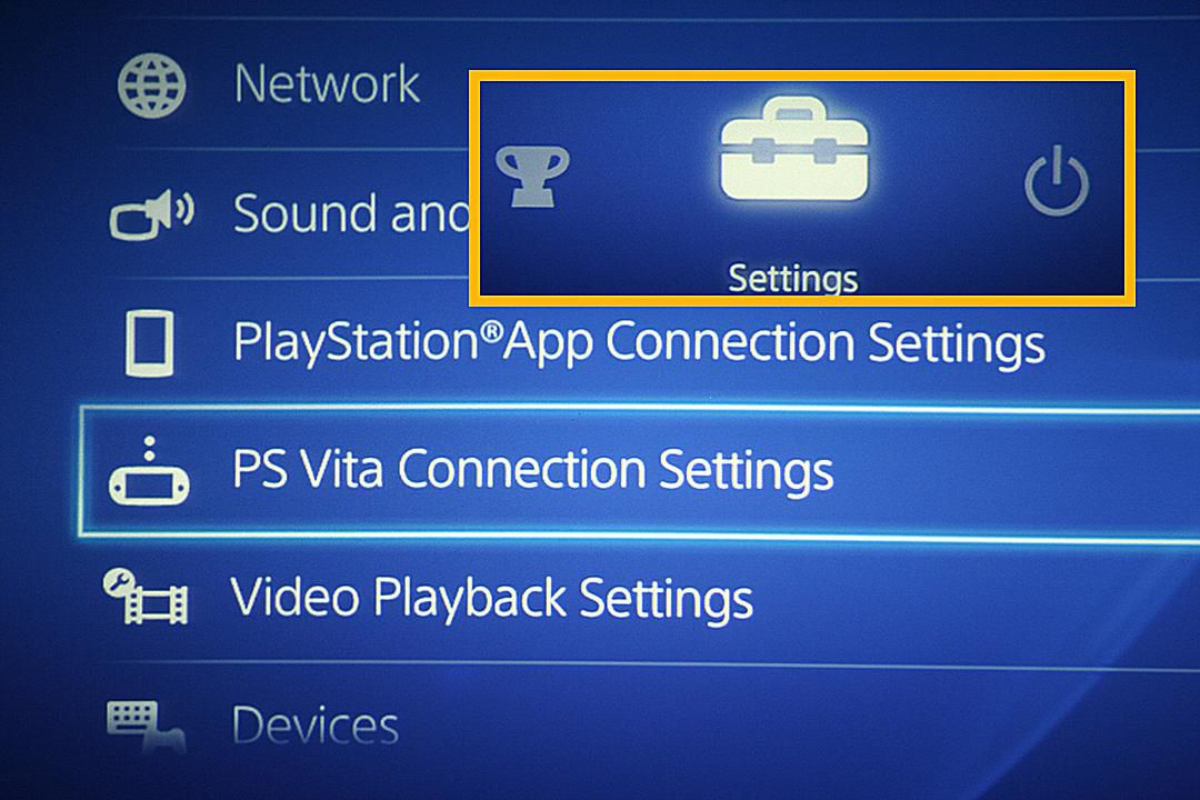 Hledání nastavení připojení PS Vita na PS4