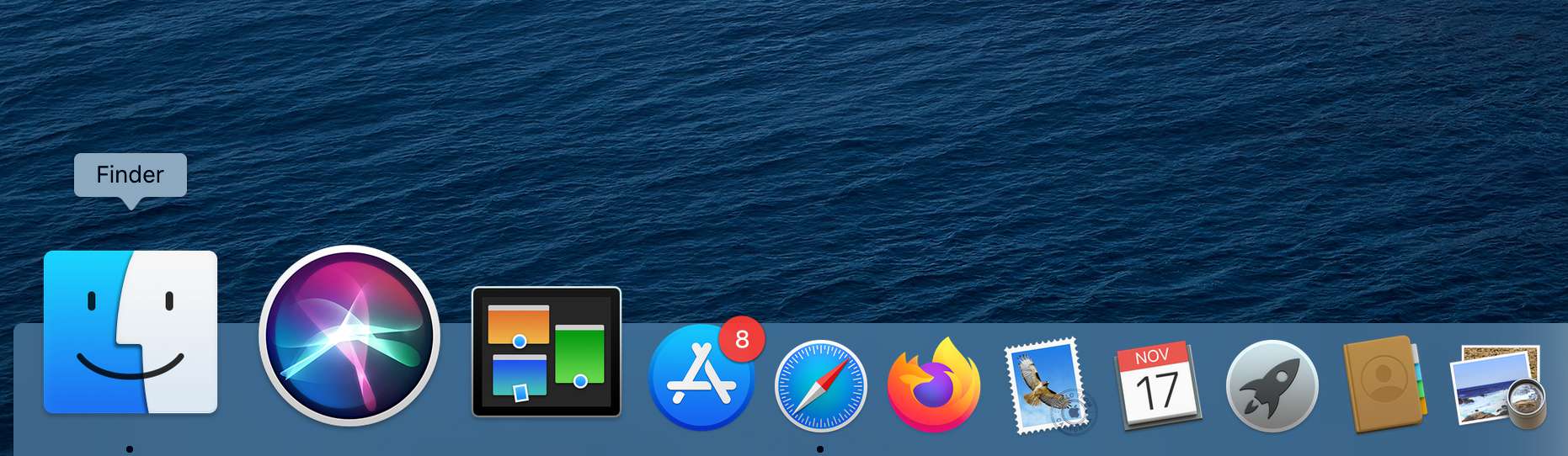 Mac Dock zobrazující Finder