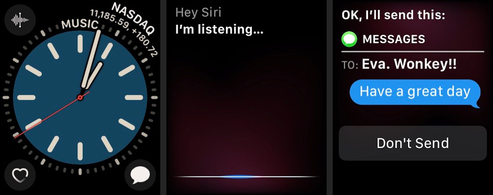 Použijte Siri k odeslání textu hlasem na Apple Watch