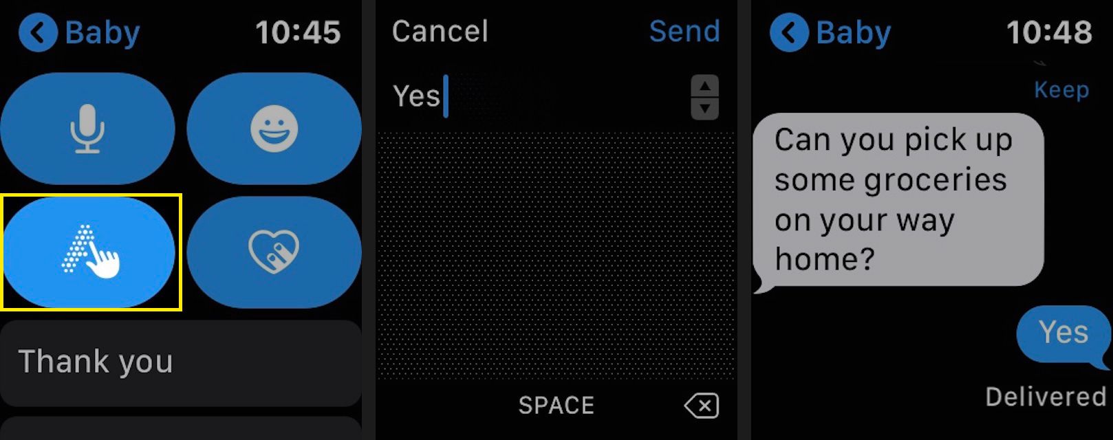 Pomocí aplikace Skribble můžete svou zprávu napsat na Apple Watch