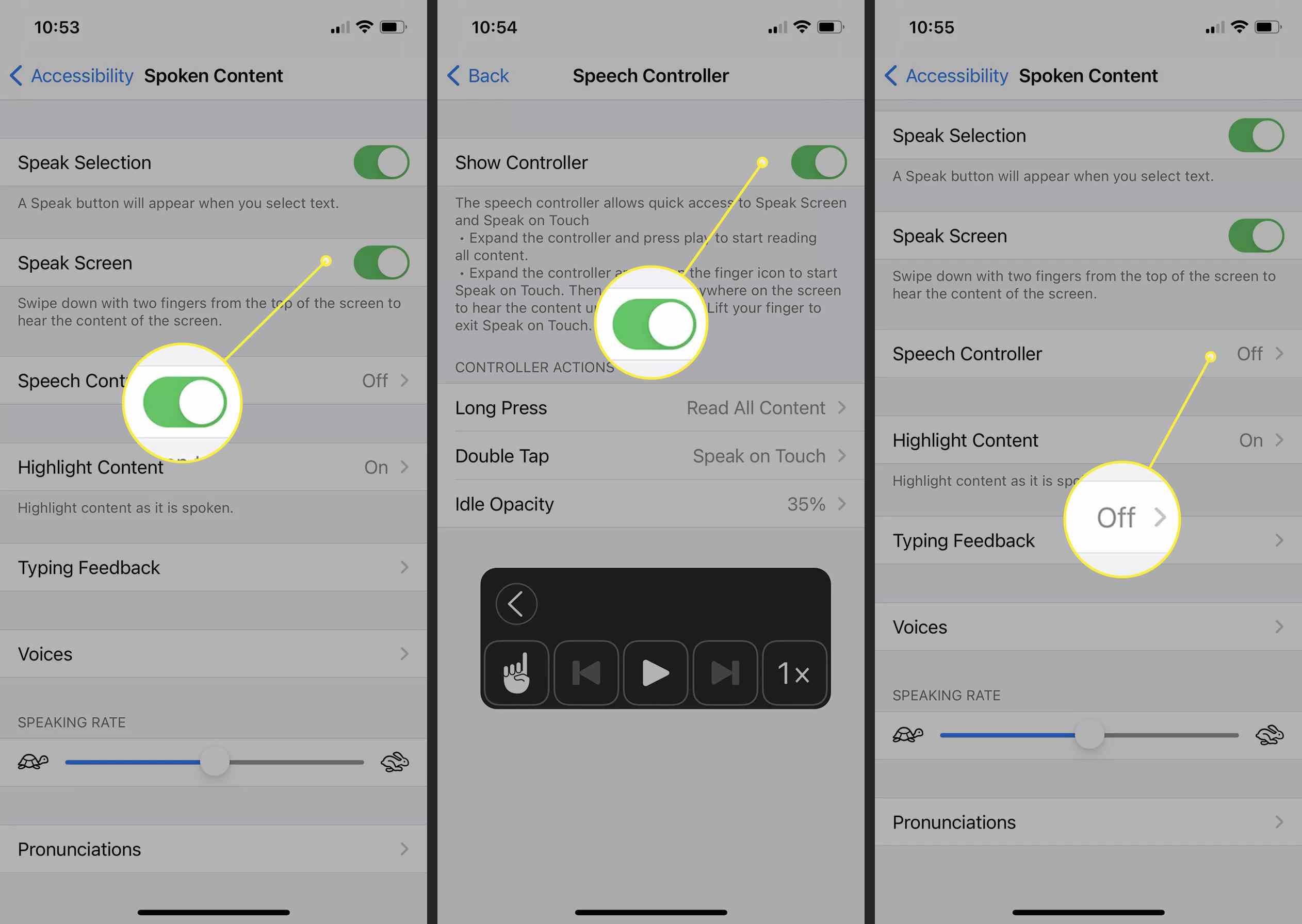 Nastavení mluveného obsahu v iOS