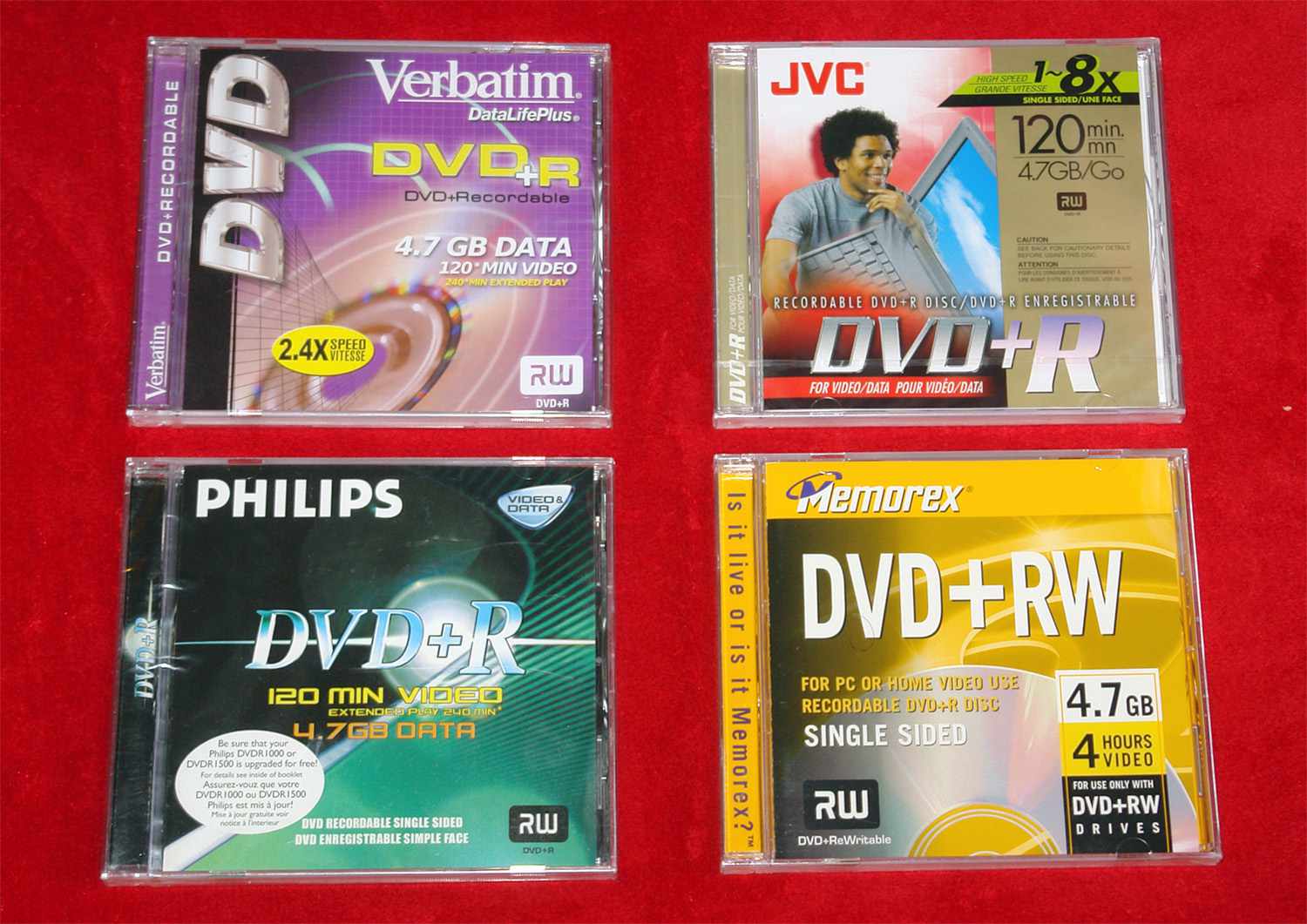 Zapisovatelné DVD - příklady prázdných disků