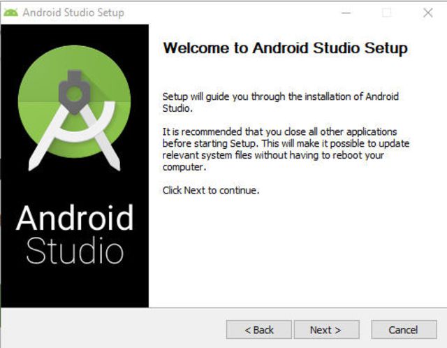 snímek obrazovky instalace Android Studio