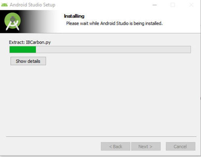 snímek obrazovky procesu instalace Android Studio