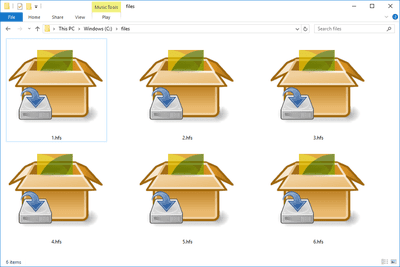 Soubory HFS ve složce Windows 10