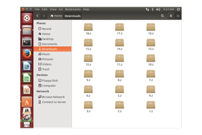 Screenshot několika Z souborů v Ubuntu