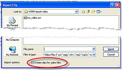 Vyhledejte videoklip, který chcete importovat do programu Windows Movie Maker