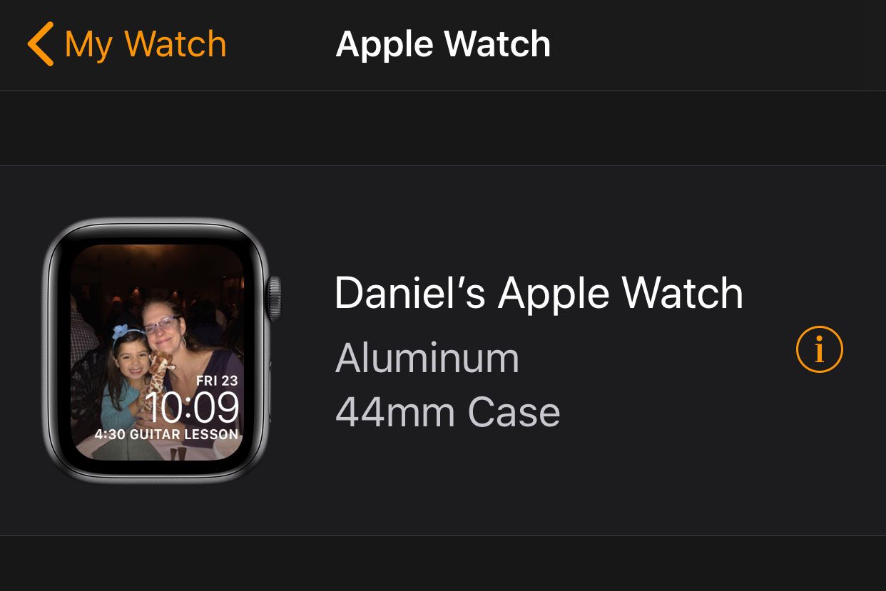 Screenshot obrazovky Apple Watch Unpair