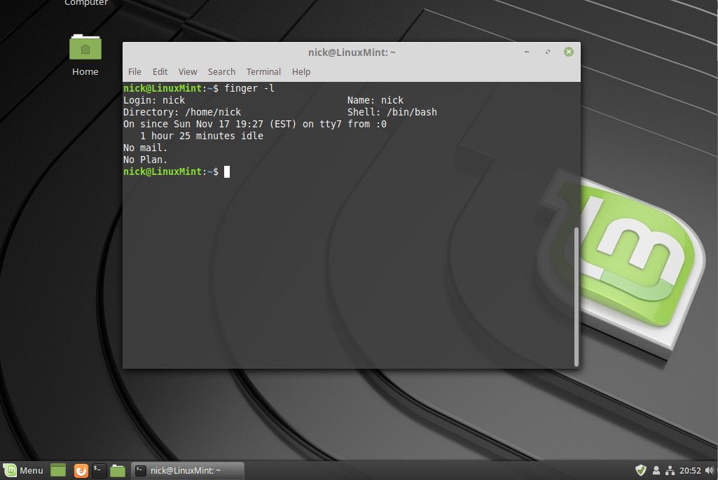 Víceřádkový výstup příkazu Linux finger