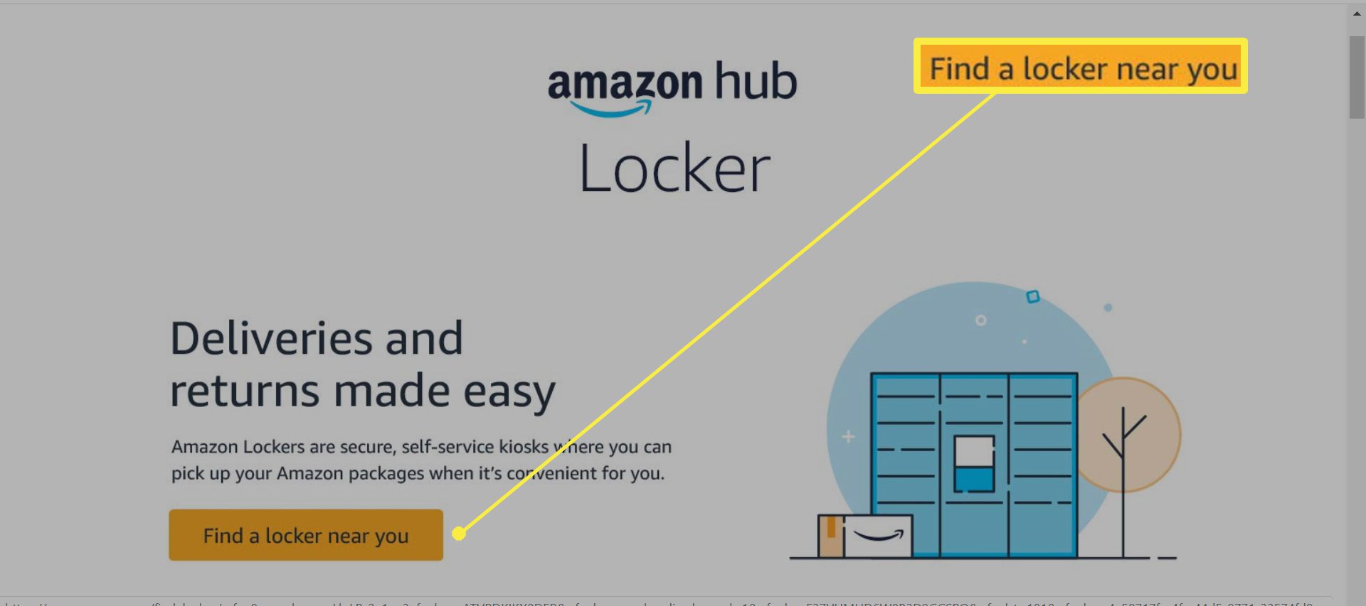 Stránka s doručením služby Amazon Locker.