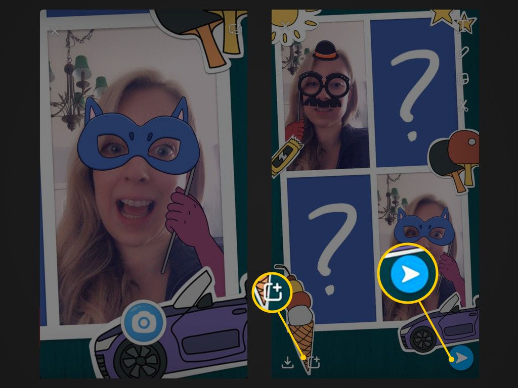Tlačítka Sdílet jako příběh, Sdílet přátelům v Snapchatu