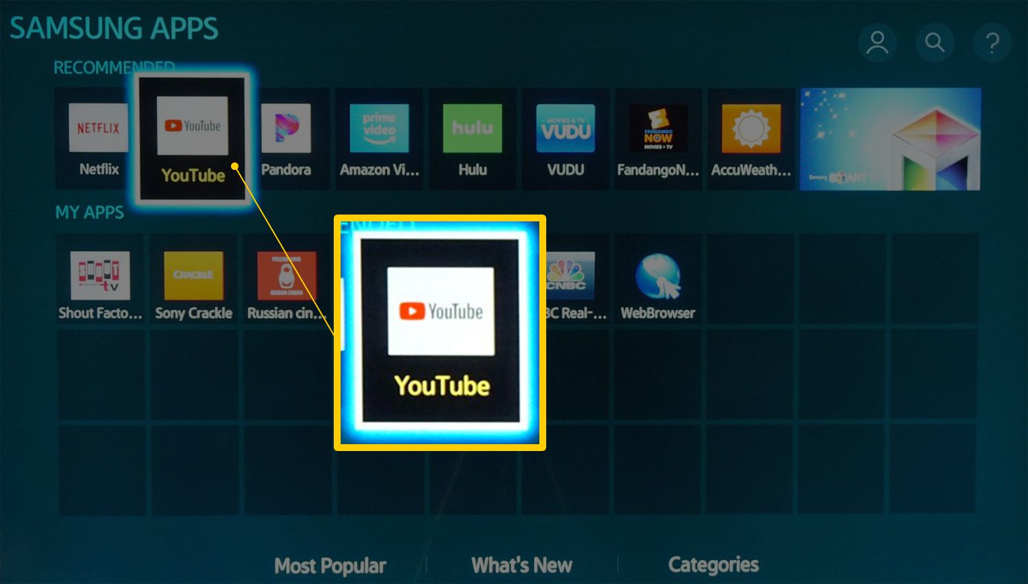 Aplikace YouTube na chytré televizi Samsung