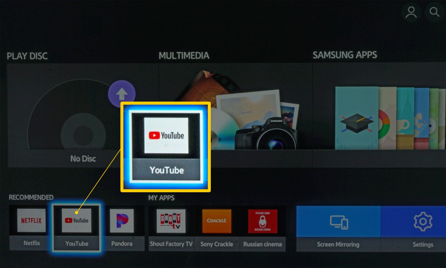 Aplikace YouTube na přehrávači Blu-ray