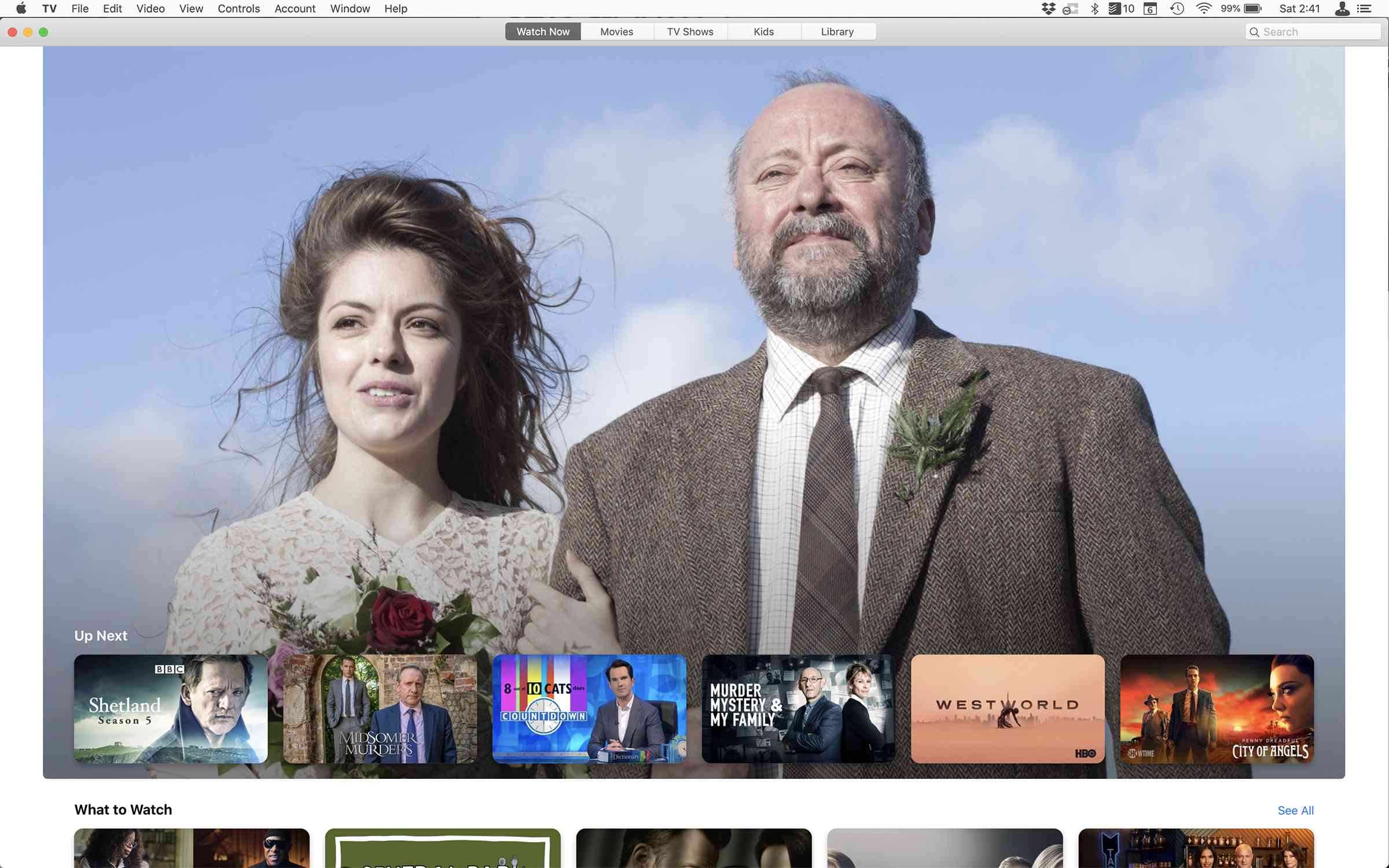 snímek obrazovky aplikace Apple TV na Macu