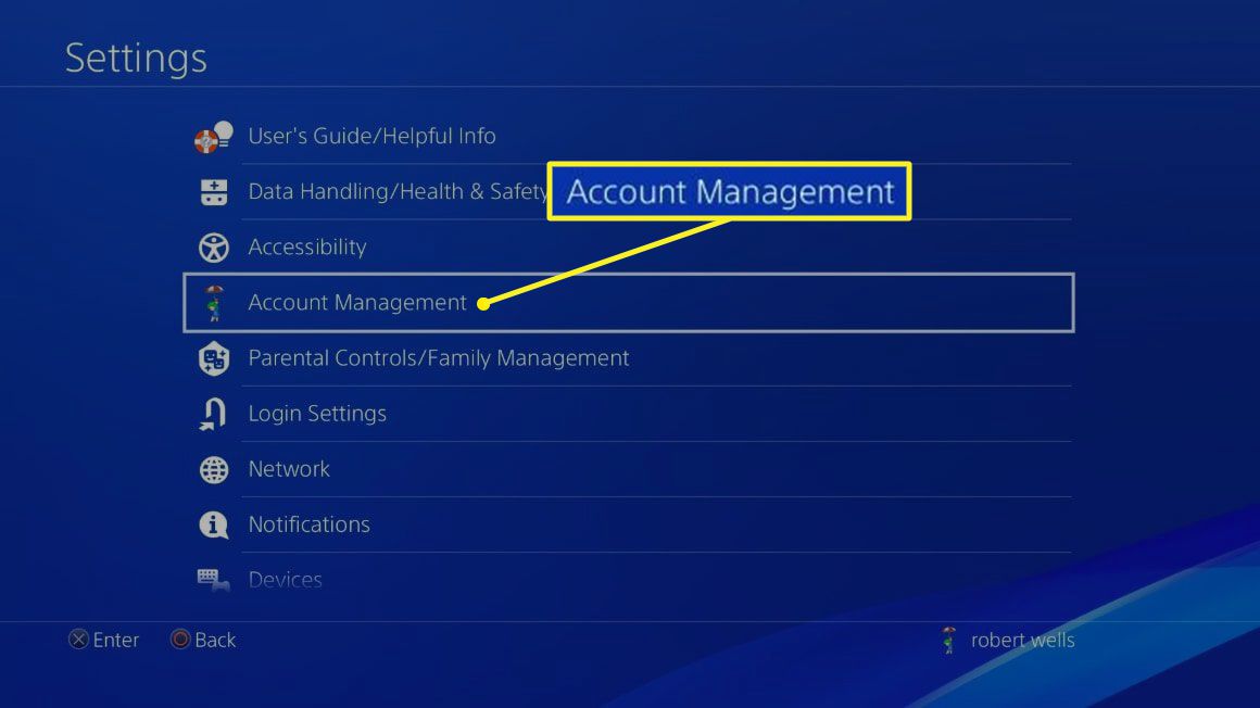 Nastavení PS4 se zvýrazněnou správou účtu
