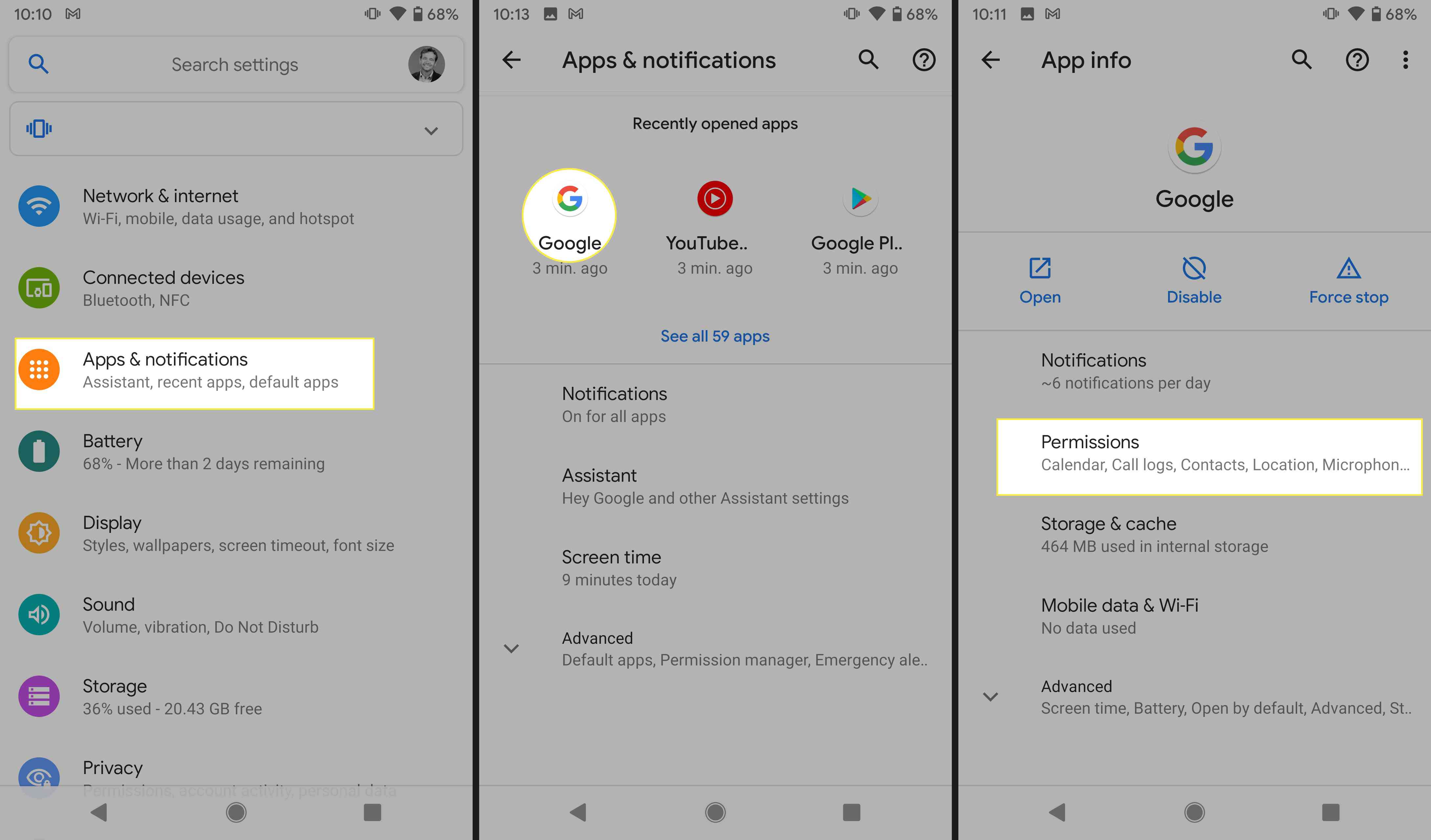 Získejte přístup k oprávněním aplikace Google na zařízení Android