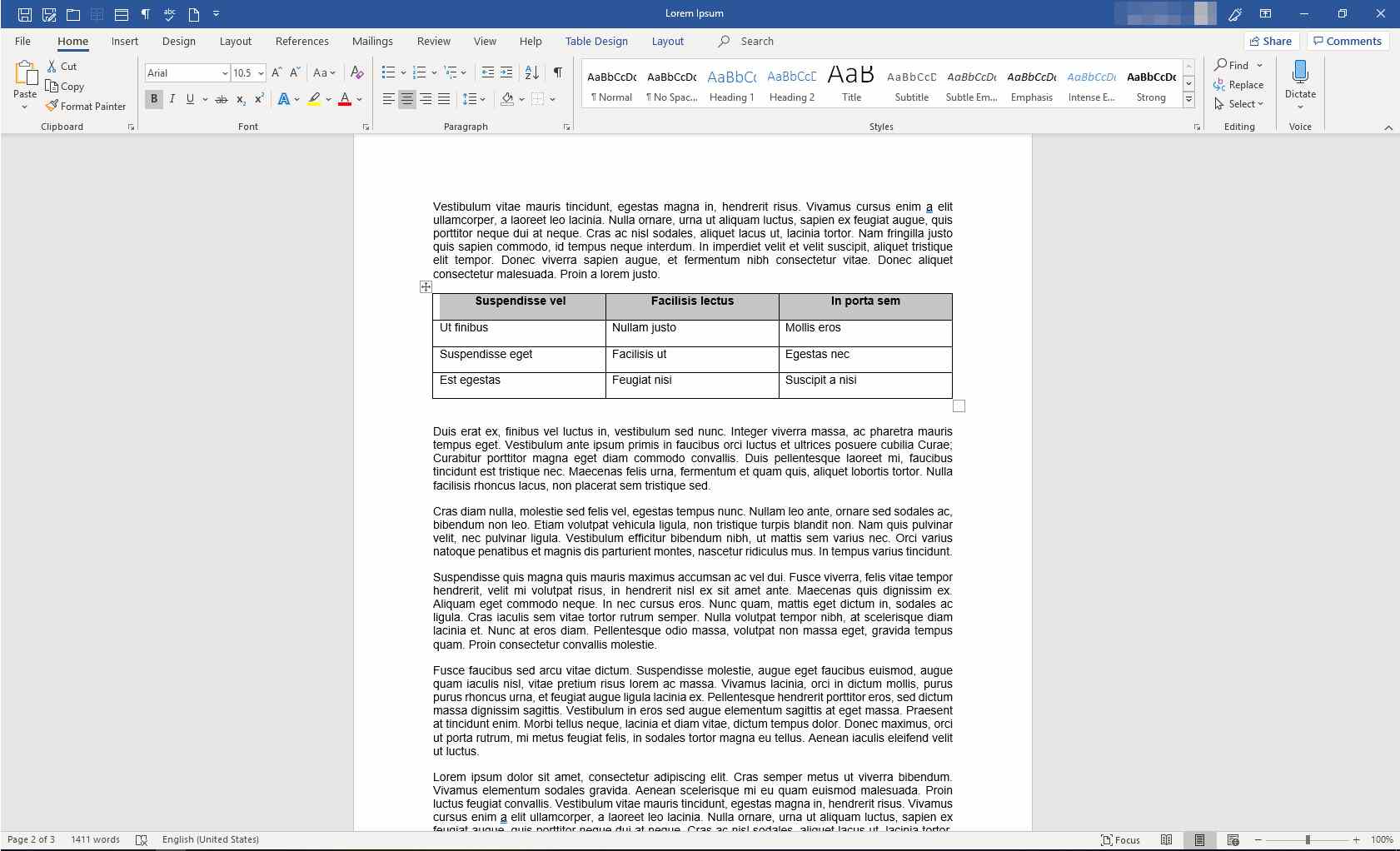 Tabulka aplikace Microsoft Word se zvýrazněnými buňkami