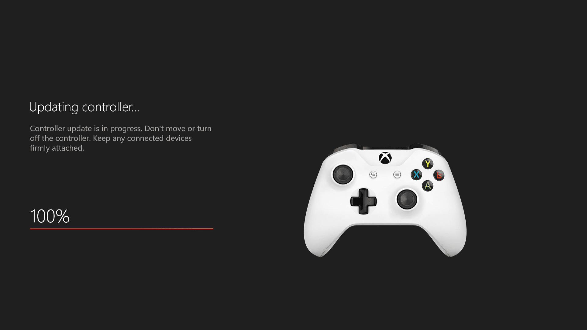 Snímek obrazovky s aktualizací ovladače pro Xbox One.