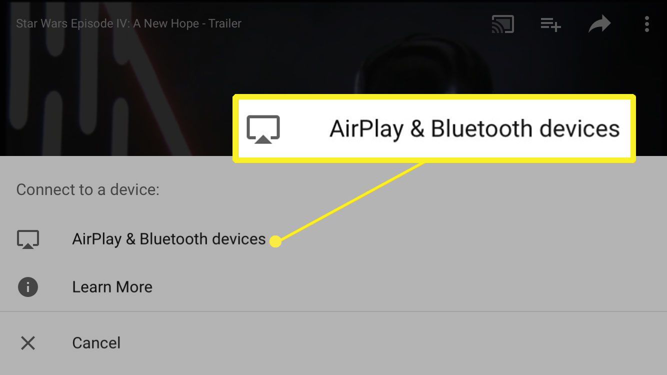 Výběr zařízení AirPlay a Bluetooth na iPhone