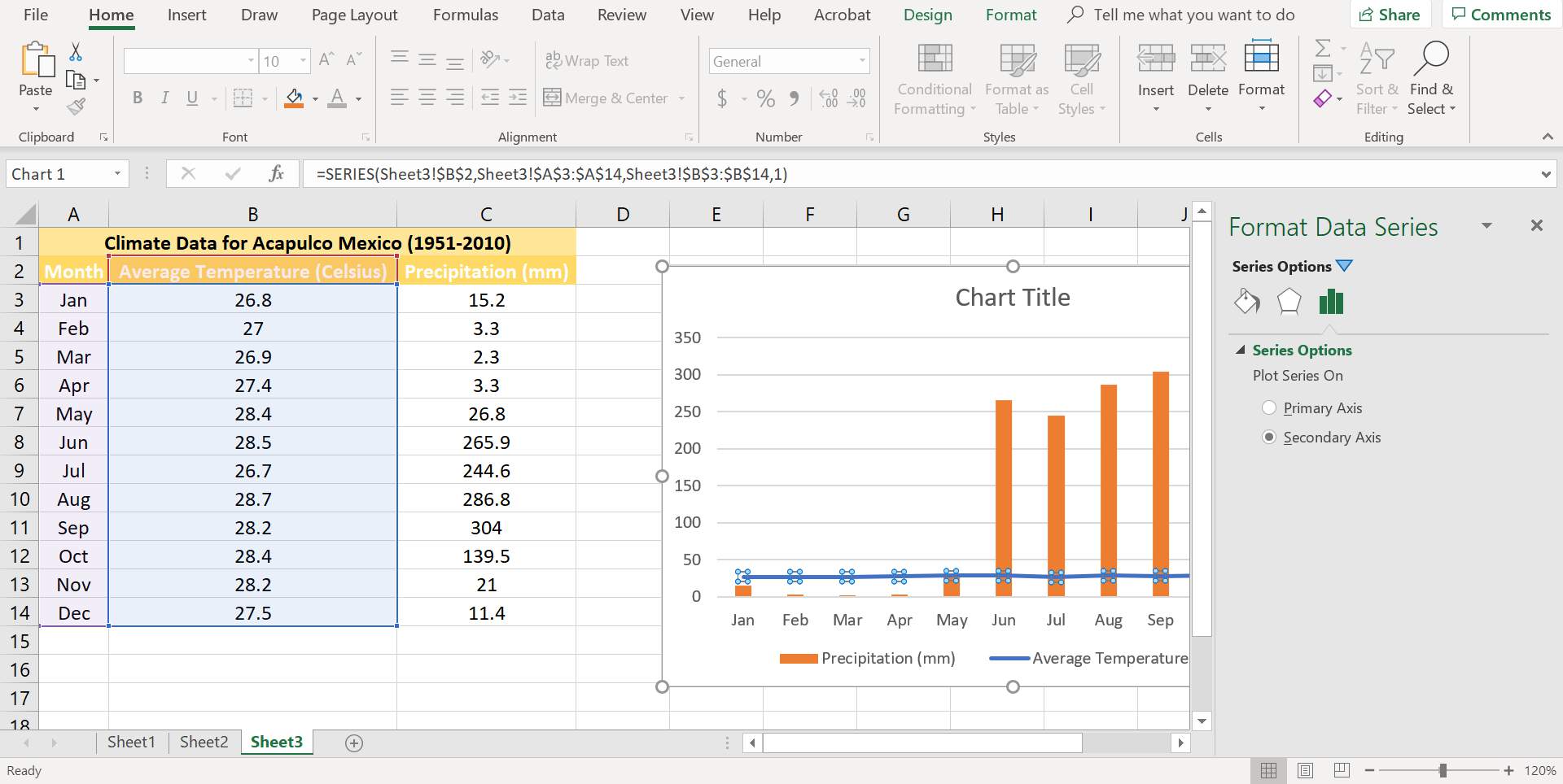 Dialogové okno Formát datové řady v aplikaci Excel