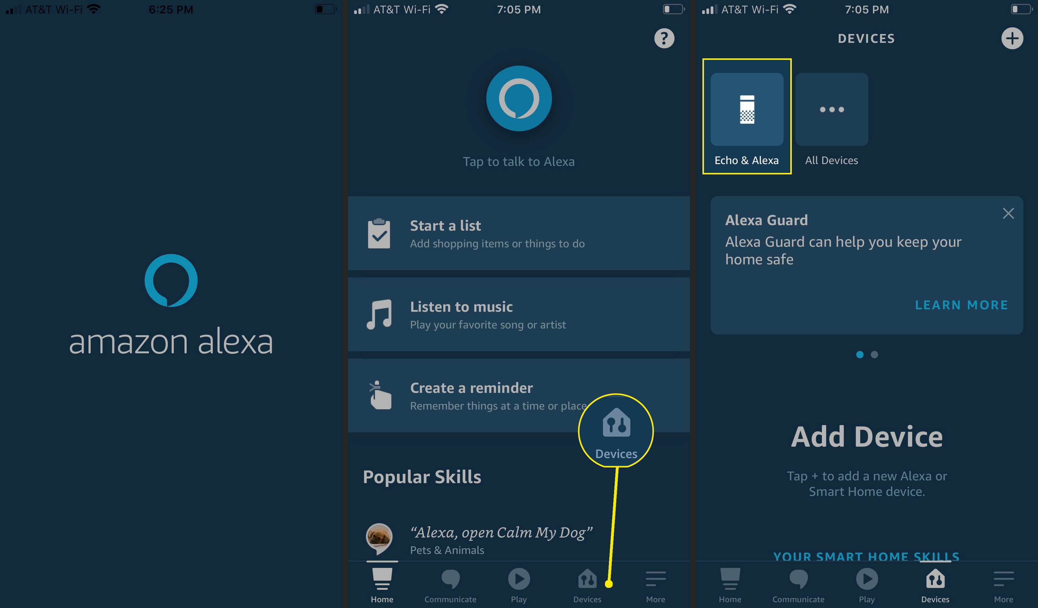 Zvýrazněna aplikace Alexa se zařízeními a ozvěnou a Alexa