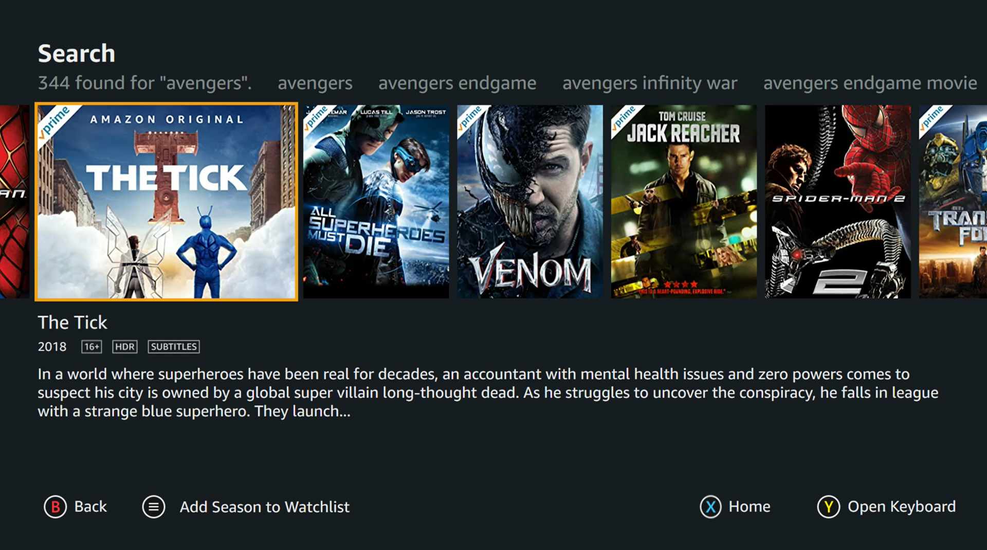 Aplikace Amazon Prime Video na konzoli Xbox One X.