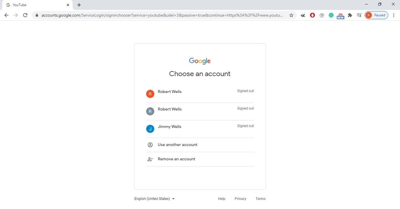 Přihlašovací obrazovka účtu Google