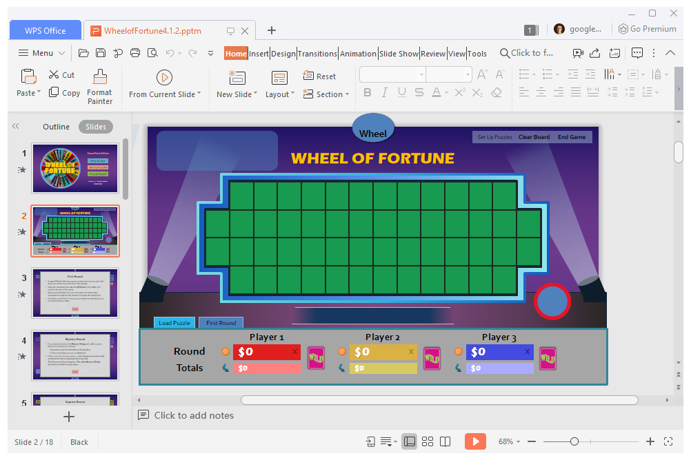 Šablona PowerPoint Wheel of Fortune